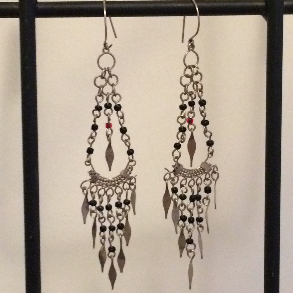 Black and Silver Chandelier Earrings